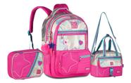 Kit Mochila Rebecca Costas Holográfica Lancheira Estojo 2026 Rosa Holográfica
