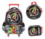 Kit Mochila Rodas 360 Avengers Homem Ferro Led Mão E Rodas
