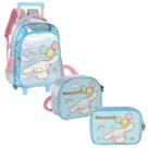 Kit Mochila Rodas Lancheira Estojo HelloKitty My Melody AZUL