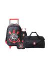 Kit Mochila Rodas+Lancheira+Saco+Sacola Viagem Corinthians Kit Mochila Rodas+Lancheira+Saco+Sacola Viagem Corinthians