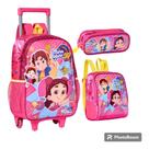 Kit Mochila Rodinha Carrinho Maria Clara Jp Com Estojo Rosa JP24056