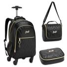 Kit Mochila Rodinha Denlex 360º Feminino Escolar Metalizado Fashion
