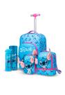 Kit Mochila Rodinha Disney Lancheira Estojo Garrafa Escolar Stitch Infantil