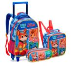 Kit mochila rodinha dog heroes lancheira + estojo seanite