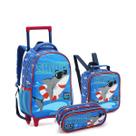 Kit Mochila Rodinha Escolar Menino Tubarão Dinossauro Seanite Kit Mochila Rodinha Escolar Menino Tubarão Dinossauro Seanite