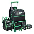 Kit Mochila Rodinha Gamer Game Start Lancheira Estojo Clio