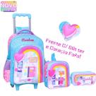 Kit Mochila Rodinha Glitter e Coração Fofo Arco-íris Grande Infantil Escolar 2026 Kit Mochila Rodinha Glitter e Coração Fofo Arco-íris Grande Infantil Escolar 2026