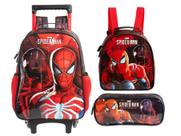 Kit Mochila Rodinha Homem Aranha Lancheira Estojo Duplo 2026