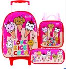 Kit Mochila Rodinha Infantil Lancheira Estojo Sorvete Xeryus ref:12320