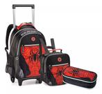 Kit Mochila Rodinha Infantil Menino 3 Peças Homem Aranha Spider