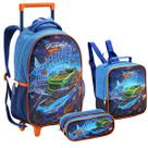 Kit Mochila Rodinha Infantil Menino Carros Super Racing Team