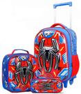 Kit Mochila Rodinha Infantil Menino Escolar Super Herois 3d