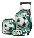 Kit Mochila Rodinha Infantil Menino Futebol Escolar Bola 3 D