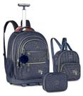 Kit Mochila Rodinha Jeans Rb Rebecca Bonbon Estojo Lancheira