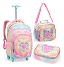 Kit Mochila Rodinha Lancheira Estojo Box Juvenil Just Tye Dye Rosa