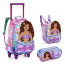 Kit Mochila Rodinha Lancheira Estojo Escolar Sereia Morena Kit Mochila Rodinha Lancheira Estojo Escolar Sereia Morena