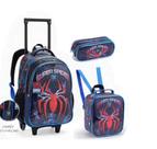 Kit ( Mochila Rodinha + Lancheira + Estojo) Escolar Spider Man Homen Aranha