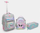 Kit mochila rodinha+lancheira+estojo gata sereia paetê puket Kit mochila rodinha+lancheira+estojo gata sereia paetê puket