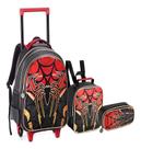Kit Mochila Rodinha Lancheira Estojo Homem Aranha Miles Morales Dark Spider Denlex