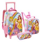 Kit Mochila Rodinha Lancheira Estojo Infantil Escolar Menina Cinderela Bela Princesas Seanite