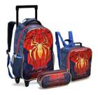 Kit Mochila Rodinha Lancheira Estojo Menino Infantil Super Spider Man Aranha Seanite