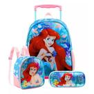 Kit mochila rodinha lancheira estojo princesa ariel -xeryus