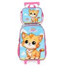 Kit Mochila Rodinha Lancheira Luxcel Up4You Pet Azul