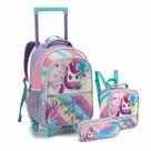Kit Mochila Rodinha Lancheira Térmica Infantil Estojo Escolar Menina Unicórnio Lilás Denlex Pop It Kit Mochila Rodinha Lancheira Térmica Infantil Estojo Escolar Menina Unicórnio Lilás Denlex Pop It