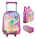 Kit Mochila Rodinha Lhama + Lancheira Térmica +estojo Duplo