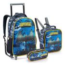 Kit Mochila Rodinha Man Super Bat Lancheira + Estojo Menino Kit Mochila Rodinha Man Super Bat Lancheira + Estojo Menino