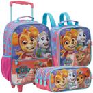 Kit Mochila Rodinha Skye Lancheira Estojo Escolar Paw Patrol