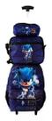 Kit Mochila Rodinha Sonic Com Estojo E Lancheira Infantil