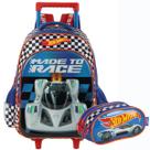 Kit Mochila Rodinhas e Estojo HOT WHEELS Luxcel IC41506 Azul