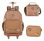 Kit Mochila Rodinhas Estojo E Lancheira Up4You Capivara Fofa - Luxcel Kit Mochila Rodinhas Estojo E Lancheira Up4You Capivara Fofa - Luxcel