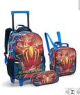 Kit Mochila Rodinhas + Estojo + Lancheira Homen Aranha Super Spider Mochila Escolar Menino Kit Mochila Rodinhas + Estojo + Lancheira Homen Aranha Super Spider Mochila Escolar Menino