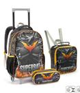 Kit Mochila Rodinhas + Estojo + Lancheira Super Bat Batman Mochila Escolar Menino