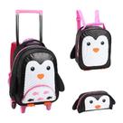 Kit Mochila Rodinhas Feminina Infantil Pinguim