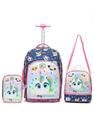 Kit Mochila Rodinhas Infantil Escolar Unicórnio Feminino