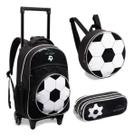 Kit Mochila Rodinhas Infantil Menino Escolar Bola Futebol