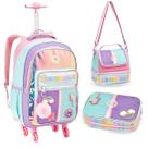 Kit Mochila Rodinhas Lancheira Estojo Box Infantil Juvenil Escolar Just Rainbow Squad Denlex