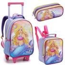 Kit Mochila Rodinhas Lancheira Estojo Infantil Escolar Menina Sereia Splash Seanite