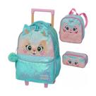 Kit Mochila Rodinhas + Lancheira + Estojo Pack Me Fox Pacific