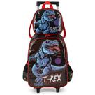Kit Mochila Rodinhas Lancheira Luxcel Up4You T-Rex Azul Kit Mochila Rodinhas Lancheira Luxcel Up4You T-Rex Azul