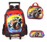 Kit Mochila Rodinhas Original Hot Wheels Monster Trucks