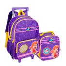 Kit Mochila Rodinhas Roxo Três Palavrinhas Original 2026