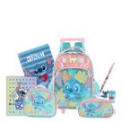 Kit Mochila Rodinhas Stitch Lancheira E Estojo Triplo Xepa