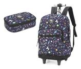 Kit Mochila Rodinhas Up4you Gato Unicórnio Galáxia