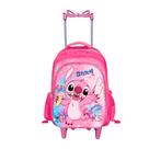 Kit Mochila Stitch 3D Escolar Feminina e Masculina com Lancheira Térmica e Estojo Cor:só mochila com carrinho rosa