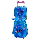 Kit Mochila Stitch com Rodinhas + Lancheira Térmica + Estojo Escolar