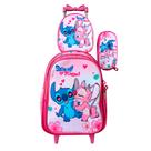 Kit Mochila Stitch Menina com Rodinhas + Lancheira Térmica + Estojo Escolar